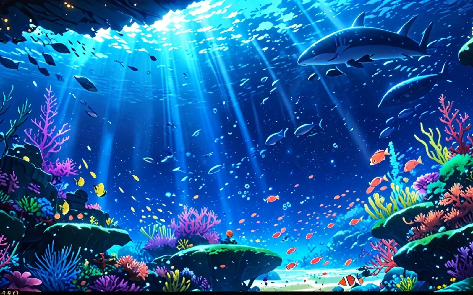 ฉากเกมยิงปลาสีสันสดใสพร้อมเป้าหมายใต้น้ำหลายรูปแบบ